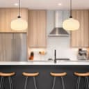 Oval Globe Ceiling Pendant Light Ribbed Opal Glass Lamp Shade K416