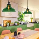 Industrial Smoked Green Glass Ceiling Pendant Light Bowl Lamp Shade K422
