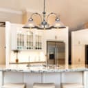 Vintage Ceiling 3 Light Brushed Chrome Pendant Light Ribbed Glass Lamp Shade K432