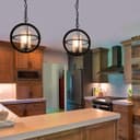 Industrial 3 Ring Ceiling Pendant Light Black Metal Chain Suspended Frosted Glass Lamp Shade K441
