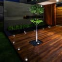 1w LED Recessed Outdoor Ground Light Round Cool White Brushed Chrome Walkover Uplighter GL07CW