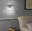 Modern Polished Chrome Indoor Wall Light Chandelier Crystal Droplets Twin G9 Lamp 