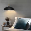 Modern Black Pendant Light Shade Dome Metal Wooden Nordic Kitchen Island Ceiling Lights 