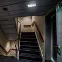 Glass Emergency LED Light Bulkhead with Green Man Fire Exit Sleeve Celling or Wall Mount EML01D