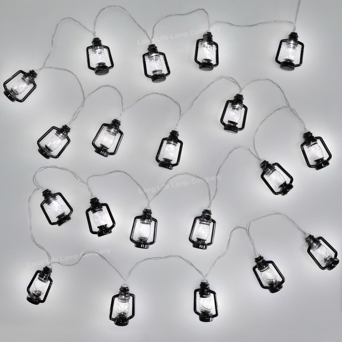 Outdoor or Indoor Mini Lantern 20 LED String Lights IP44 Mains Powered 6000K LANSL02
