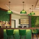 Vintage Green Ribbed Glass Brass Ceiling Pendant Light K446