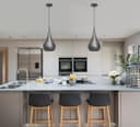 Modern Teardrop Ceiling Pendant Light Grey Pewter Lampshade Retro Brushed Metal 