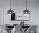 Modern Vintage Smoked Grey Glass Ceiling Pendant Light M0198