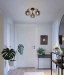 Modern Grey Glass Ceiling Light 3 Globe Shades M0232