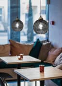 Vintage Globe Smoked Grey Ripple Glass Ceiling Pendant Lamp Glass H3005