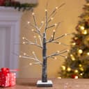 LED Indoor Christmas Brown Tree Snow Effect Miniature 60cm Mains and Battery Operated TREE04