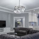 Modern Ceiling Crystal Chandelier Pendant Light Chrome Fixture Glass 3 Rings H3064
