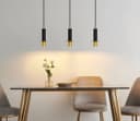 Slim Tubular Modern Black Marble Ceiling Pendant Lamp Shade Brass Holder