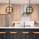 Industrial 3 Ring Ceiling Pendant Light Black Metal Chain Suspended Frosted Glass Lamp Shade K441