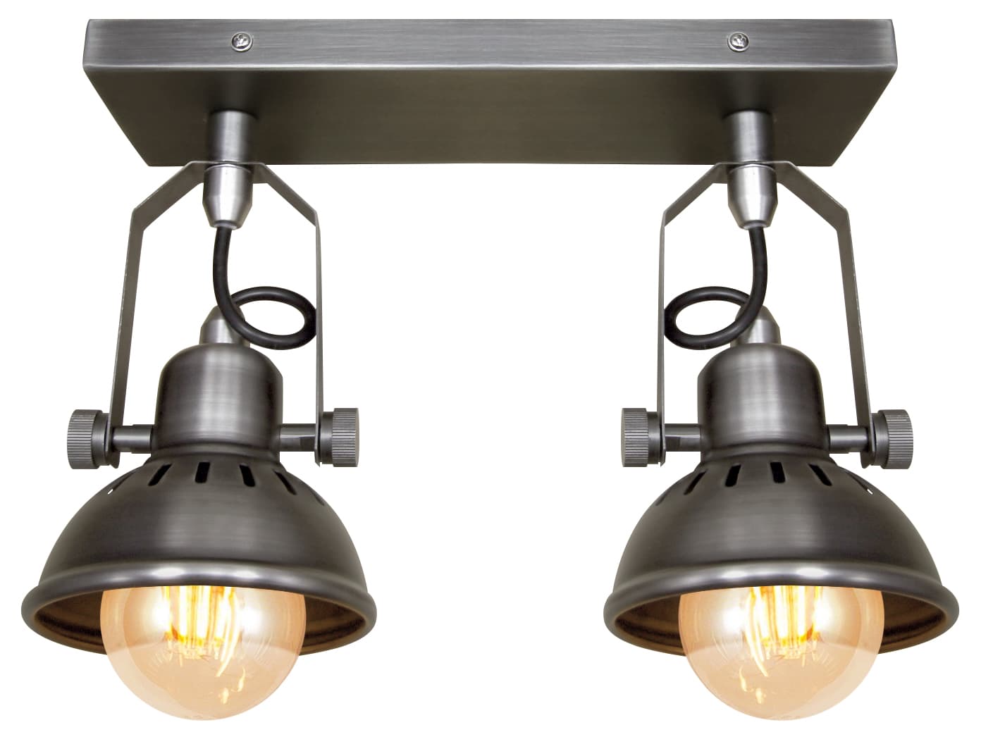Vintage Twin Ceiling Light Fixture Dark Grey Pewter finish Adjustable Swivel Spot Light Stainless Steel