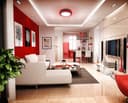 18w LED Ceiling Light Cool White with Red Ambient Ring Surface Mount 