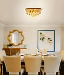 Modern Square Chandelier Crystal Droplets Gold Effect Base M0142 with 4 x 3w G9 WW