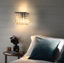 Modern Polished Chrome Indoor Wall Light Chandelier Crystal Droplets Twin G9 Lamp 