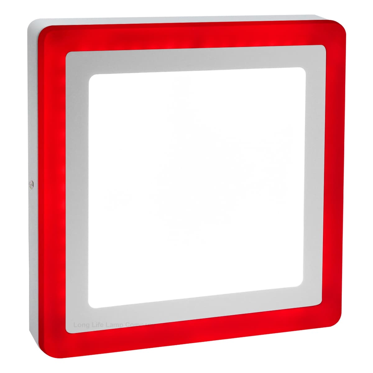 18w Square LED Ceiling Light Cool White with Red Ambient Ring Surface Mount 