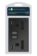 Polished Black Nickel USB Double Wall Plug Socket 2 Gang 13A with 2 USB Charger Port Outlets Plate N776GME