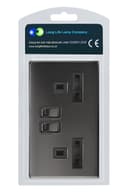 Double Wall Socket Switched Black Nickel 2 Gang Screwless 13a Double Pole N410GME