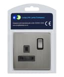 Single Wall Socket Switched Gloss Brushed Chrome 1 Gang Screwless 13a Single Pole N405DME