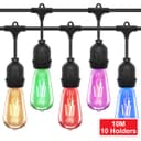 10 Bulb 10M Outdoor LED Festoon String Lights Coloured Vintage Bulbs