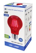 4W LED RED Light Bulb E27 Screw Cap Glass A60