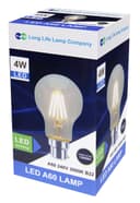 A60 4W LED Filament Light Bulb Warm White B22 Edison Screw Clear Glass