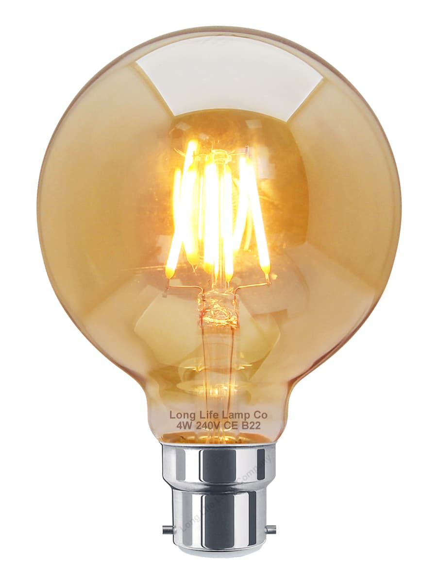 Retro Vintage LED 4w Globe Edison Style Filament Bulb Smoked Gold Glass G95 B22 