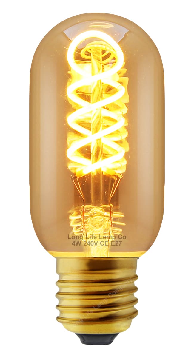 4w LED Vintage Edison Style Spiral Filament Bulb Smoked Gold Glass  E27 Teardrop T45