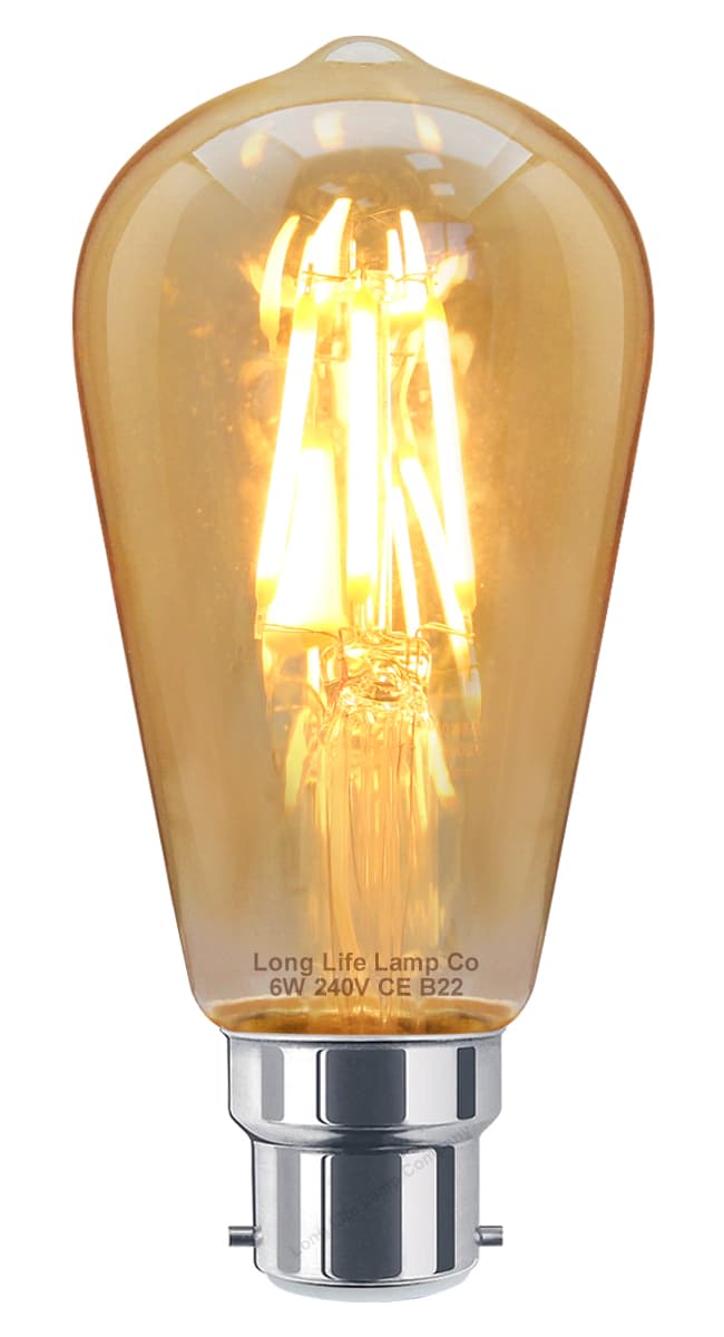 Retro Vintage LED 6w Dimmable Squirrel Cage Bulb Smoked Gold Glass ST58 B22