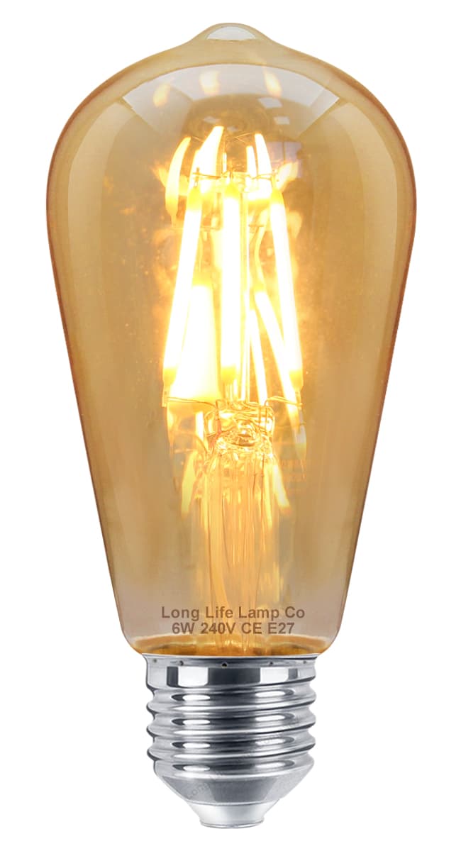 Retro Vintage LED 6w Dimmable Squirrel Cage Bulb Smoked Gold Glass ST58 E27