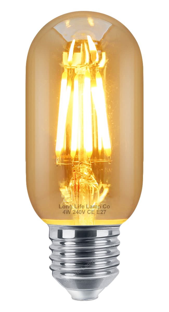 Retro Vintage LED 4W Edison Style Filament Tube Bulb Smoked Gold Glass T45 E27