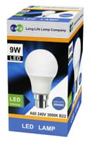 9W LED A60 Light Bulb Bayonet B22 Warm White 3000K