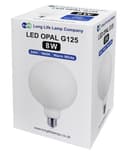 8w Decorative LED Opal G125 Globe Light Bulb E27 Edison Screw Warm White