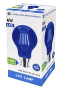 6W LED BLUE Light Bulb B22 Bayonet BC Glass A60