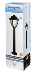 12W LED Bollard Outdoor Garden Light Stainless Steel Black Finish Warm White ZLC359BWW