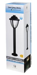 12W LED Bollard Outdoor Garden Light Stainless Steel Black Finish Cool White ZLC360BCW