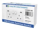 USB Double Wall Plug Socket 2 Gang 13A with 2 USB Charger Port Outlets White Socket Plate USBW2