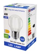 4w LED Filament Golf Ball Light Bulb E27 Cool White Clear Glass Pack of 2