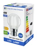 4w LED Filament Golf Ball Light Bulb B22 Cool White Clear Glass Pack Of 2