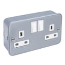13 Amp Metal Clad Socket 2 Gang Switched Socket Outlet