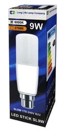 9w LED Stick Light Bulb B22 Cool White 3U Replacement 60w Equivalent