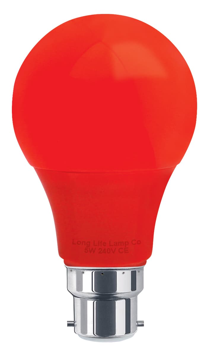 5w LED Red GLS Light Bulb B22 Bayonet Cap
