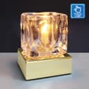 Ambient Glass Ice Cube Touch Dimmable Table Lamp Gold Base with G9 Bulb 