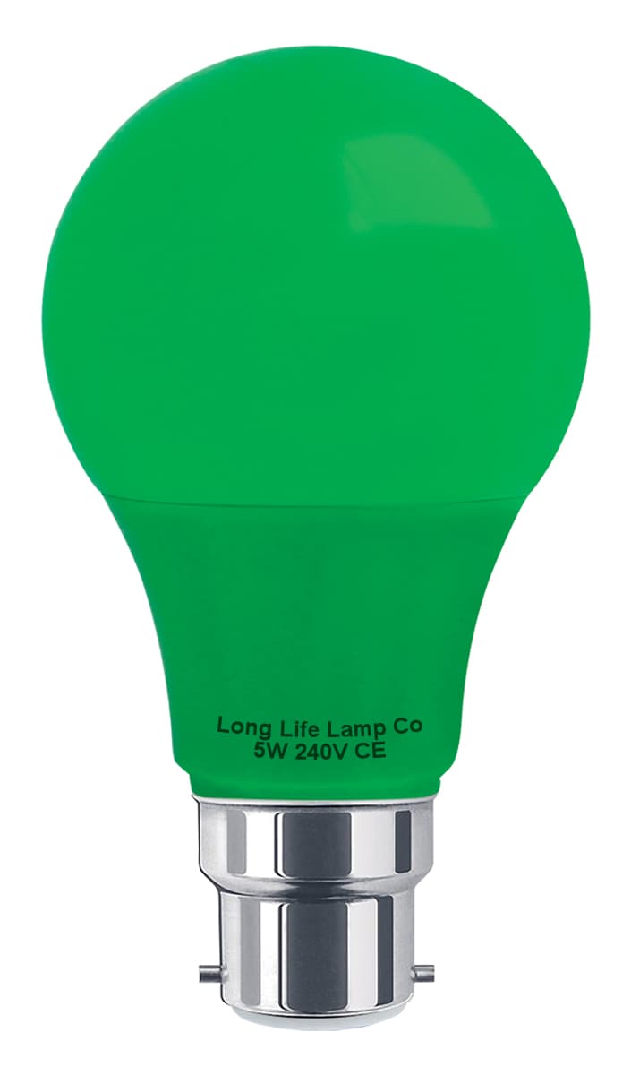 5w LED Green A60 GLS Light Bulb B22 Bayonet Cap