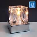 Ambient Glass Cube Touch Dimmable Table Lamp Chrome Base with Free G9 25w Bulb 