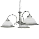 Vintage Ceiling 3 Light Brushed Chrome Pendant Light Ribbed Glass Lamp Shade K432