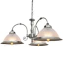 Vintage Ceiling 3 Light Brushed Chrome Pendant Light Ribbed Glass Lamp Shade K432